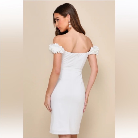 Lulus Pretty Presence White Off-the-Shoulder Floral Strap Mini Dress Size Large - Picture 3 of 10